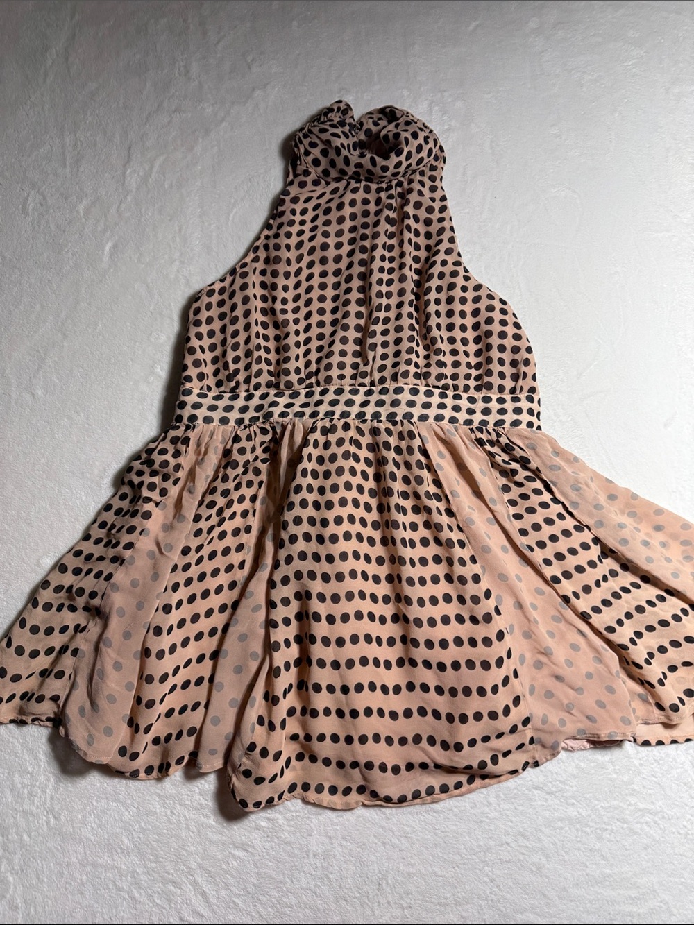 Maeve Black Polka Dot Peach Mini Dress